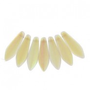 Czech Glass Daggers beads 5x16mm Crystal lemon rainbow matted